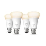 Philips Hue White B22 Bulb 4 Pack 4x1055lm, dimmable, Warm White Light, controllable via app, Compatible with Amazon Alexa (Echo, Echo Dot)