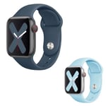 Kit 2x Bracelet En Silicone Lisse Phonecare Pour Apple Watch Series 6 - 44mm - Bleu Foncé / Bleu Clair