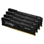 Kingston FURY Beast - DDR4 - kit - 64 Go: 4 x 16 Go - DIMM 288 broches - 3200 MHz / PC4-25600 - CL16 - 1.35 V - mémoire sans tampon - non ECC - noir