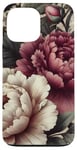 Coque pour iPhone 13 Pro Max Pivoines vintage en rose foncé et beige