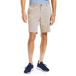 Nautica Men's Classic Fit Flat Front Stretch Solid Chino 8.5" Deck Shorts Casual, True Khaki, 32