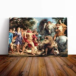 Big Box Art Canvas Print Wall Art Peter Paul Rubens Attack | Mounted and Stretched Box Frame Picture | Home Decor for Kitchen, Living, Dining Room, Bedroom, Hallway, Multi-Colour, 24x16 Inch