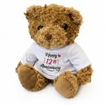 NEW - HAPPY 12th ANNIVERSARY - Teddy Bear - Cute Cuddly Soft - Gift Present