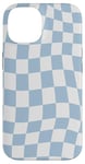 iPhone 14 Checkered Swirl Light Blue Checkerboard Pastel Aesthetic Case