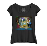 T-Shirt Femme Col Echancré Simpson Bart Jesus Nativite Chretien Parodie