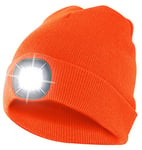 Velamp Lighthouse Bonnet à LED Rechargeable par USB, Lumineux 100 Lumen, Taille Unique, Lavable, pour Le Sport et Le Travail Mixte, Orange Fluo