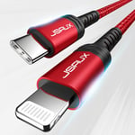 Câble Usb C To Lightning 1.2m, [Certifié Apple Mfi] Cordon De Chargement Rapide Usb C Compatible Avec Iphone 14/14 Plus/14 Pro/14 Pro Max/13 Mini/13 Pro/13 Pro Max/12 Pro Max/11 Pro Max (Rouge)