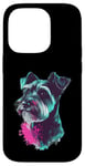 Coque pour iPhone 14 Pro Mini Schnauzer Splash Art coloré pour les amoureux du schnauzer