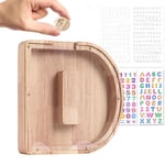 Wivico Wooden Letter Money Box(D-9inch)|Reward Jar|Piggy Banks for Kids|Personalised Fillable Letters Clear Money Box|A-Z Letters Coin Bank for Christmas Birthday Gift/Keepsake|with Alphabet Stickers