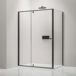 Paroi de douche Noire mat verre 6mm Parre douche angle portes pliantes, NT606 FLEX, 100x120cm, Noir mat