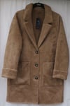 LADIES MARKS AND SPENCER SPICE / CAMEL SUEDE FEEL REVERSIBLE COAT SIZE 18