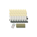 Naizy - Pack de 40 bougies de Noël led blanc chaud mini bougies de sapin de Noël sans flamme sans fil avec télécommande et piles IP44 pour sapin de