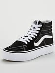 Vans Womens SK8-Hi Platform 2.0 Trainers - Black/White, Black/White, Size 7, Women