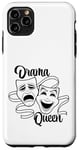 Coque pour iPhone 11 Pro Max Masques de théâtre comédie et tragédie Drama Queen Black Line