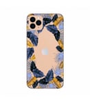 Coque iphone 11 PRO fleur tropical jaune bleu