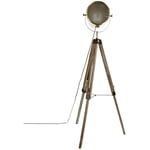 Pegane - Lampadaire trépied en bois et acier coloris bronze - Longueur 62,5 x Profondeur 57 x Hauteur 150 cm