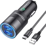 Chargeur De Voiture Usb C,Qualcomm Quick Charge 3.0+2.4a 30w 2 Ports Usb Chargeur Allume Cigare Avec 3ft Câble Type C Pour Samsung Galaxy S10e/S9/S8/Note 8,Lg G6,Oneplus 5,Huawei P20/P10