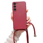 Alihtte Coque pour Samsung Galaxy S20 FE avec Cordon de Collier, Coque Mince Silicone TPU Bumper Etui Housse Cordon Réglable Téléphone Portable Lanyard Case pour Galaxy S20 FE Rouge