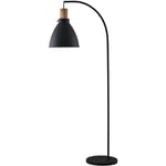 Lampadaire 'Trebale' en métal pour salon & salle à manger - noir, bois clair