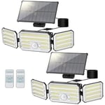 Lampe Solaire Extérieur Détecteur de Mouvement, Lumière Solaire Extérieur avec Fonction D'alarme, Spot Solaire Extérieur avec Télécommande, 4 Modes Étanche IP67 Éclairage Extérieur Solaire pour Jardin