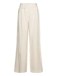 Malina Mya Double Pleat Wide Linen Pants Kräm