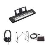 Yamaha NP-15 Piaggero Digital Keyboard with 61 Touch Sensitive Keys bundled with HPH-150 Headphones, L-2C Keyboard Stand, and Sustain Pedal