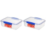 Sistema KLIP IT Food Storage Container | 2 L | Airtight & Stackable Food Container with Clip-Close Lid | BPA-Free | Blue Clips | 1 Count (Lot de 2)