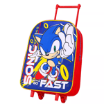 Sonic The Hedgehog Kids Wheeled Trolley Backpack Suitcase Cabin Travel Bag