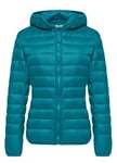 Wantdo Femme Veste en Duvet Manteau Matelassé à Capuche Léger Compressible Veste Coupe-Vent Isolée de Montagne à Capuche Mince Veste d'Extérieur Courte,Bleu Turquoise A,S