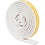 Missdong - Joint Porte Isolation, Bande de Joint d'Étanchéité en Caoutchouc 9mm(L) x 6mm(H), Mousse Adhesive, D-Profil Calfeutrage Fenetre pour