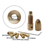 5.05mm Mandrins de Mini perceuse en laiton Dremel, pince en laiton pour moteur électrique, outils de foret d'arbre, forets métalliques, adaptateur de mandrin 7 pièces/ensemble 2.35-5.05mm ""Nipseyteko