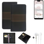 Wallet Case + headphones for Google Pixel 3 XL Protective Cover Brown