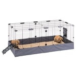 Ferplast Cage à Lapin, Bunny HUB 02 Complet avec Accessoires, en Fer et Plastique Recyclés, Tissu Polyvalent, Nettoyage Facile, 140 x 71 x h 59,5 cm