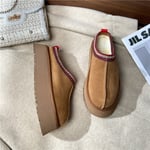 (37-Camel)Uusi Talvi Retro Naisten Lumi Lämmin Mokka Nahka Laiska Loafers Saappaat Kengät Nainen Nainen Nainen Flat Bottine Botas Saappaat Mujer Kengät