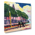 On The Banks Of The Seine by Henry Lyman Sayen Classic Painting Canvas Wall Art Print Ready to Hang, Framed Picture for Living Room Bedroom Home Office Décor, 14x14 Inch (35x35 cm)