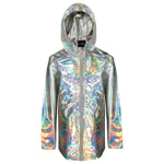 Kids Girls Holographic Shiny Raincoat Hooded Rain Mac Waterproof Coat Jackets