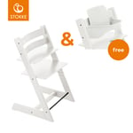 STOKKE® Tripp Trapp® Matstol bok vit + gratis babyset V2 vit