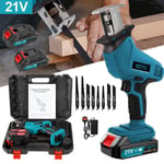 21V Reciprocating Saw Cordless Hand Saw Electric Wood Metal Cutter w/ 2 Battery