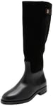 Tommy Hilfiger Women TH STUD LEATHER MIX LONG BOOT (FW0FW08341) High Boots, Black (Black), 4