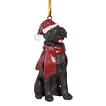 Design Toscano Chien de Vacances Labrador Noir Retriever Décorations Ornements de Sapin de Noël, 8 cm, polyrésine, palette complète de couleur