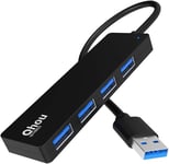 Hub USB 3.0 Ultra Fin 4 Ports Compatible avec MacBook, Mac Pro, Mac Mini, iMac, Surface Pro, XPS, PC, Flash Drive, Mobile HDD