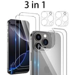 3-in-1 iPhone 16 pro Max Fram- & Baksida + Kameralinsskydd Transparent