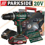 Parkside 20V Cordless Drill Driver Complete Set Included 2Ah Battery and Charger