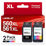 LOFBLAT 560XL 561XL Cartouches d'encre Compatible Remplacement pour Canon PG-560XL CL-561XL pour Canon Pixma TS5350 TS5351 TS5352 TS7450 TS5353 TS7451 (Noir Tri-Colore, 2-Pack)