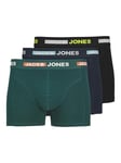 JACK&JONES Men's JACSCOTT SOLID TRUNKS 3 PACK SN Boxer Shorts, Black/Pack:Navy Blazer - Deep Teal,