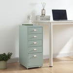 [en.casa] - Caisson de bureau Kökar à roulettes avec 5 tiroirs 69 x 28 x 41 cm vert menthe