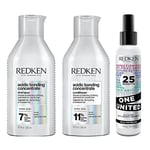 Redken, Routine Réparatrice pour Cheveux Abîmés et Sensibilisés, Colorés ou Naturels, Répare et Renforce la Fibre, Transformation Immédiate, Acidic Bonding Concentrate