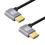 Câble Hdmi 2.1, Hdmi Mâle Vers Mâle Double Coudé À 90° Vers La Gauche 8K @ 60Hz 4K @ 120Hz 48Gbps Câble Plaqué Or Ultra Rapide 0,5 M Pour Téléviseur, Moniteur, Ordinateur[YIN141341]