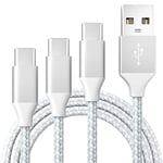 BIBTIM Câble chargeur USB C [3M/Lot de 3], USB 2.0 Type C charge rapide 3A tressé USB A vers USB C 480Mbps transfert de données, compatible avec Samsung Galaxy S22 Sony Xperia Huawei Pixel HTC Xiaomi