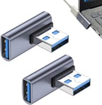 Lot de 2 adaptateurs coudés USB coudés à 90 degrés - Fiche USB coudée à 90 degrés vers la gauche - Pour PC, ordinateur portable, Mac, chargeur de voiture USB-A, batterie externe et la plupart